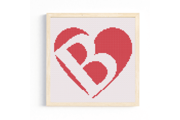 B Monogram in Heart Cross Stitch Pattern