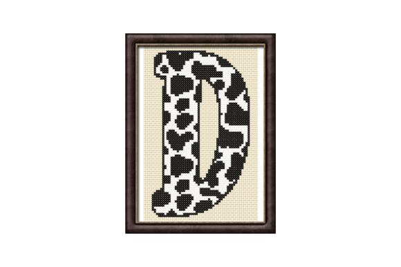 Cow Print D Monogram Cross Stitch