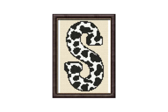 Cow Print S Monogram Cross Stitch