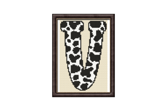 Cow Print V Monogram Cross Stitch