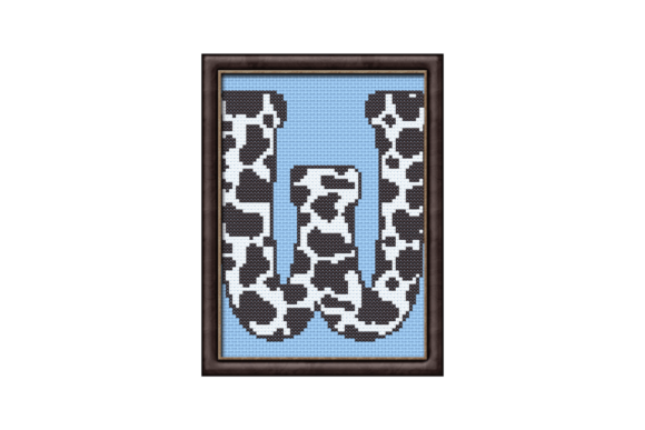 Cow Print W Monogram Cross Stitch