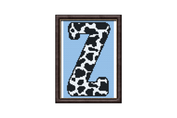 Cow Print Z Monogram Cross Stitch