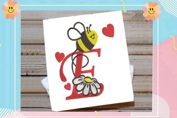 Cute Bee E Letter Monogram