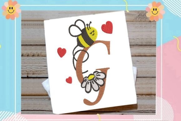 Cute Bee G Letter Monogram