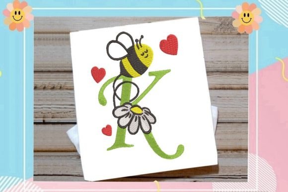 Cute Bee K Letter Monogram