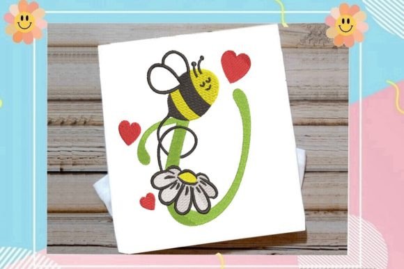 Cute Bee U Letter Monogram