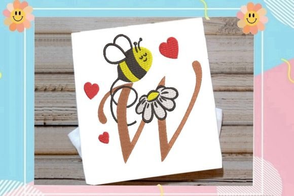 Cute Bee W Letter Monogram