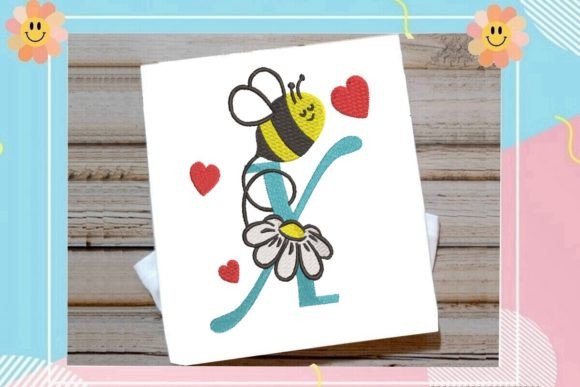 Cute Bee X Letter Monogram