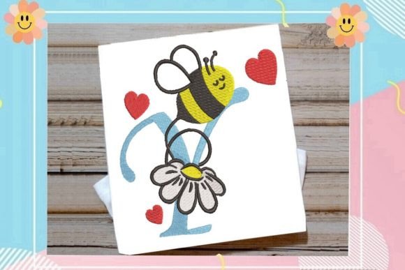 Cute Bee Y Letter Monogram