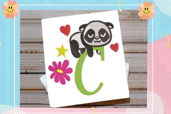 Cute Panda Monogram C Letter