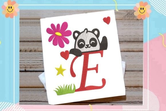 Cute Panda Monogram E Letter