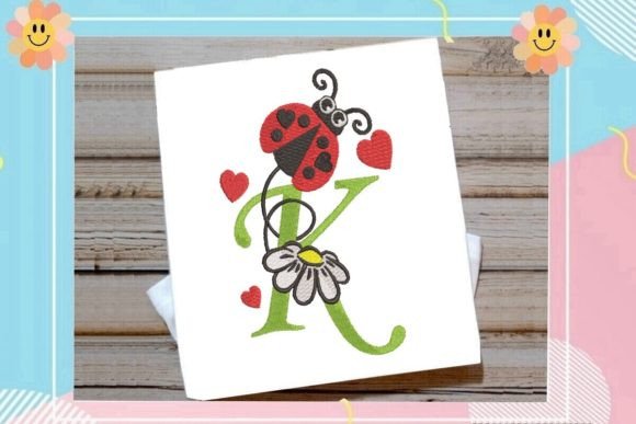 Ladybug K Letter Monogram