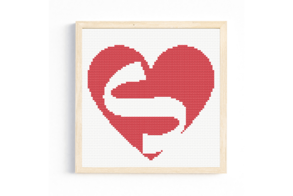S Monogram in Heart Cross Stitch Pattern