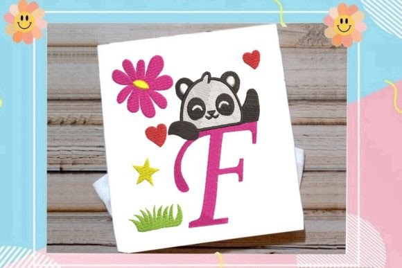 The Cute Panda Monogram F Letter