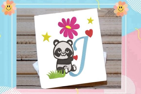 The Cute Panda Monogram J Letter
