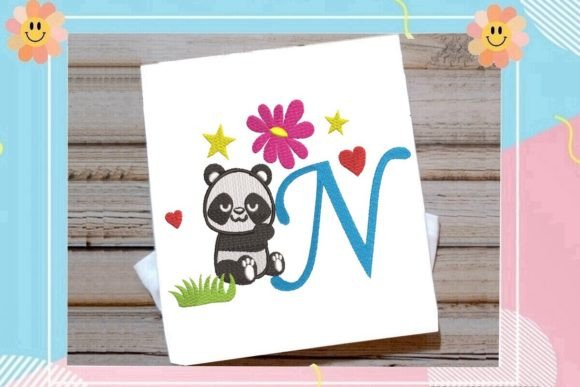 The Cute Panda Monogram N Letter
