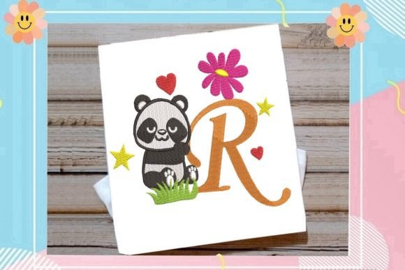 The Cute Panda Monogram R Letter