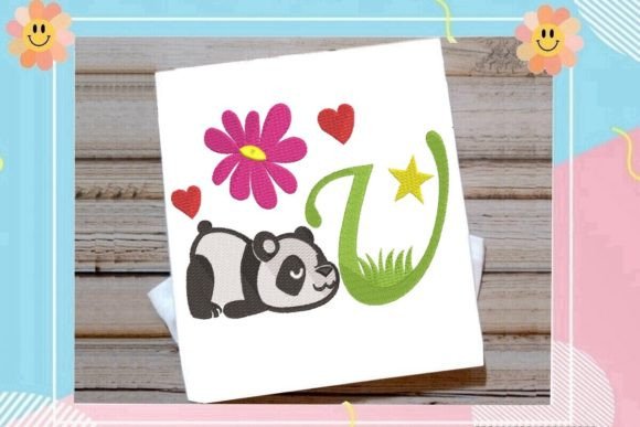 The Cute Panda Monogram U Letter