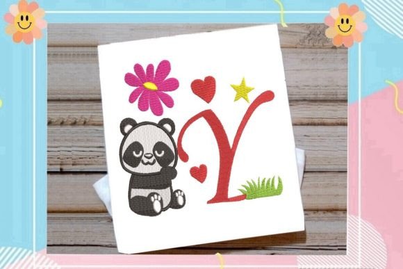The Cute Panda Monogram Y Letter