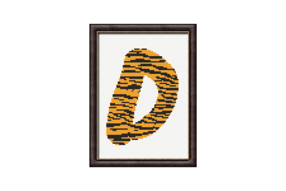 Tiger Print D Monogram Cross Stitch