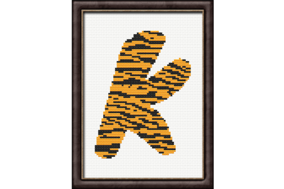 Tiger Print K Monogram Cross Stitch